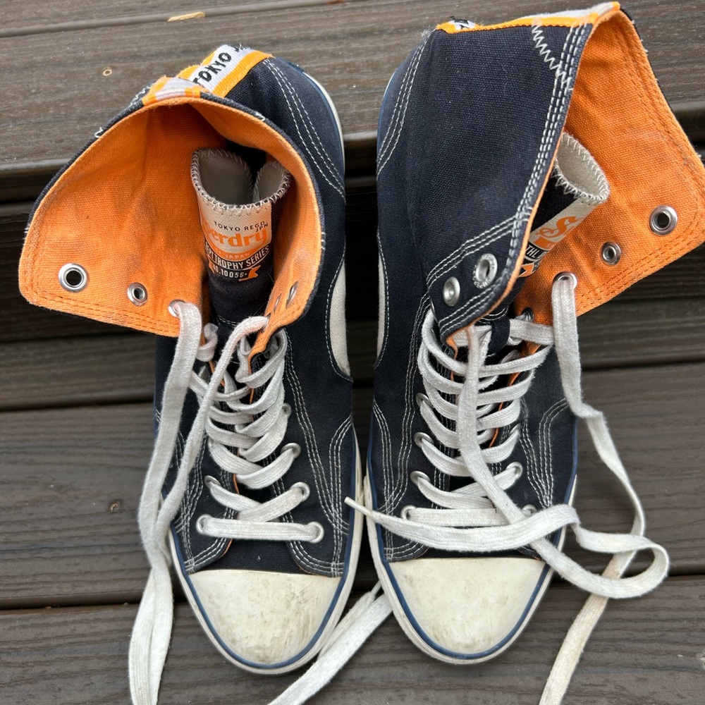 Superdry High-Top Sneakers - Navy Blue and Orange - Picture 2 of 8